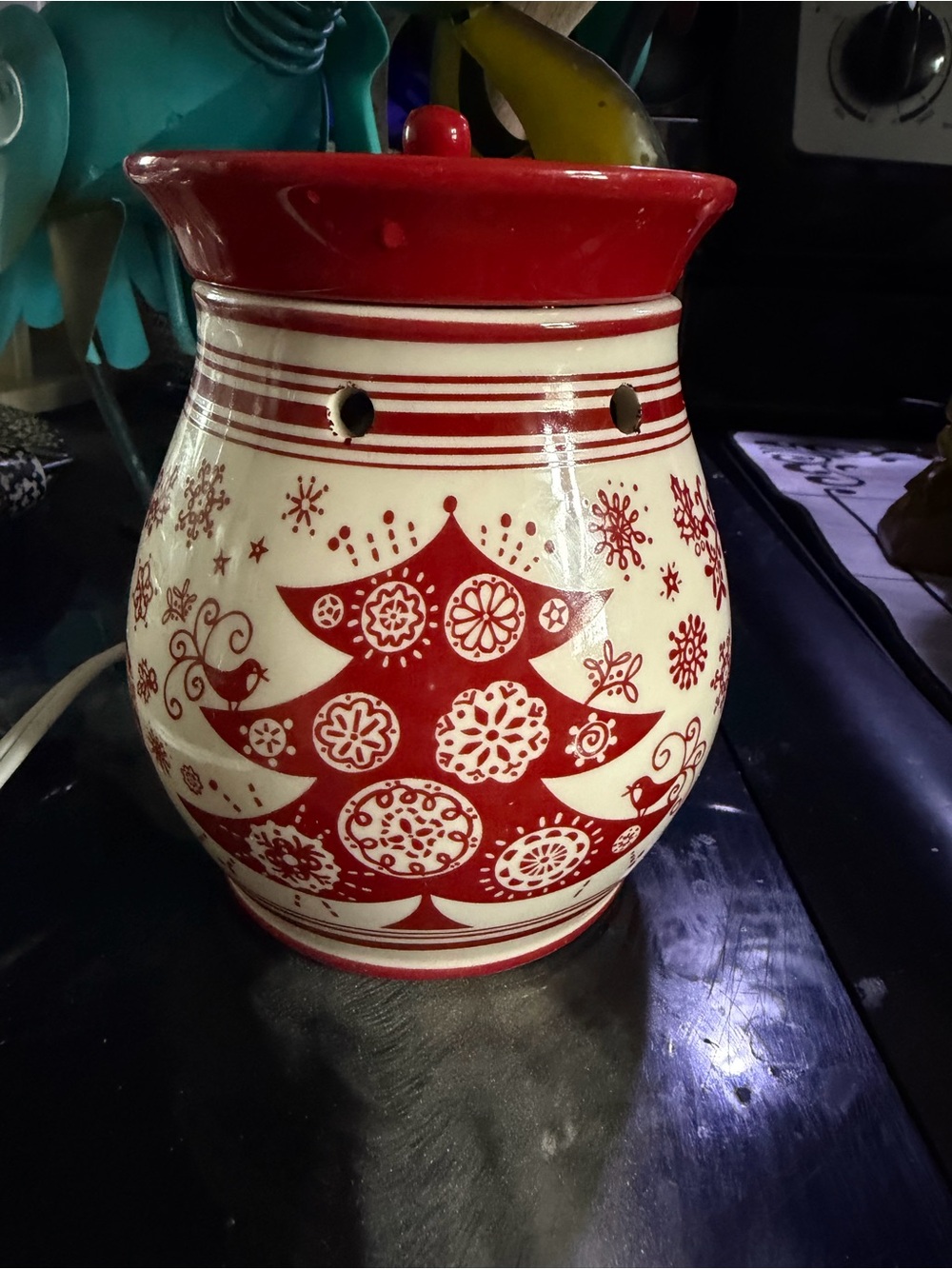 Better Homes And Gardens Red and Cream Ceramic Holiday Wax Warmer